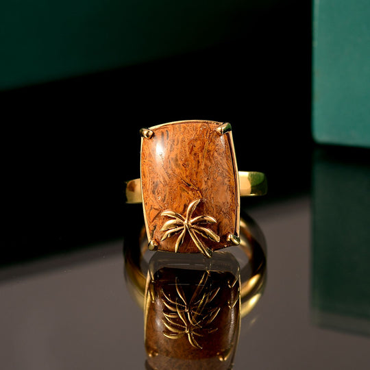 EVER TRUE - Skript Stein Ring, Nickelfreies Messing goldfarben, (Größe 19.00) ca. 11.77 ct