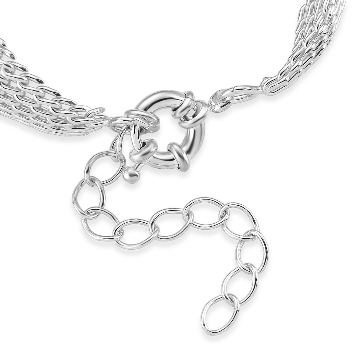 Cuff-Armband im Mesh-Design, Nickelfreies Messing, ca. 19 cm mit 5 cm extender, Silberfarben