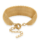 Cuff-Armband im Mesh-Design, Nickelfreies Messing, ca. 19 cm mit 5 cm extender, Goldfarben