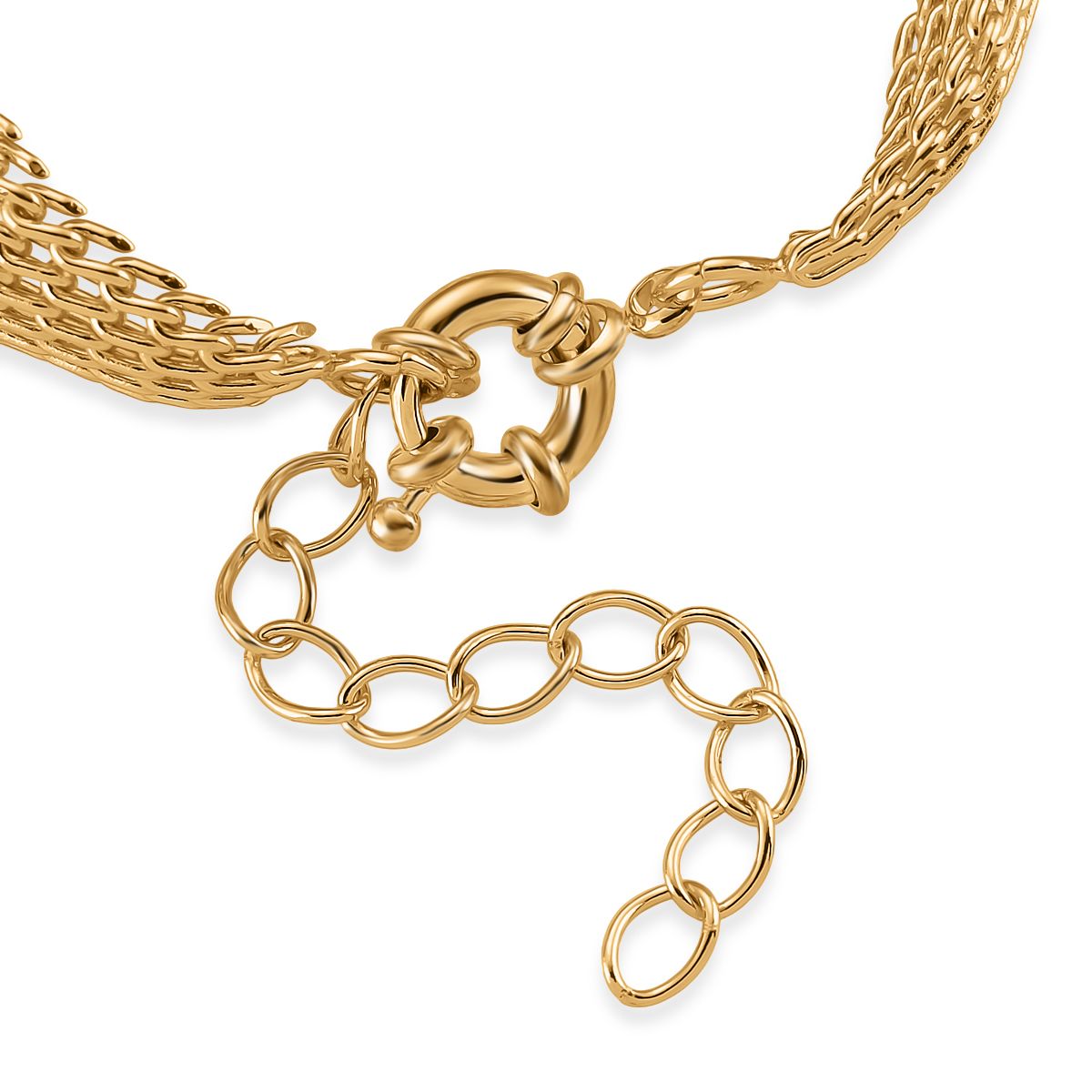 Cuff-Armband im Mesh-Design, Nickelfreies Messing, ca. 19 cm mit 5 cm extender, Goldfarben