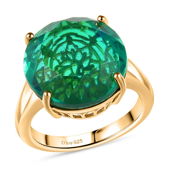 D joy Pfau Quarz Triplette Ring 925 Silber 750 Gelbgold Vermeil (Größe 16.00) ca. 11,80 ct