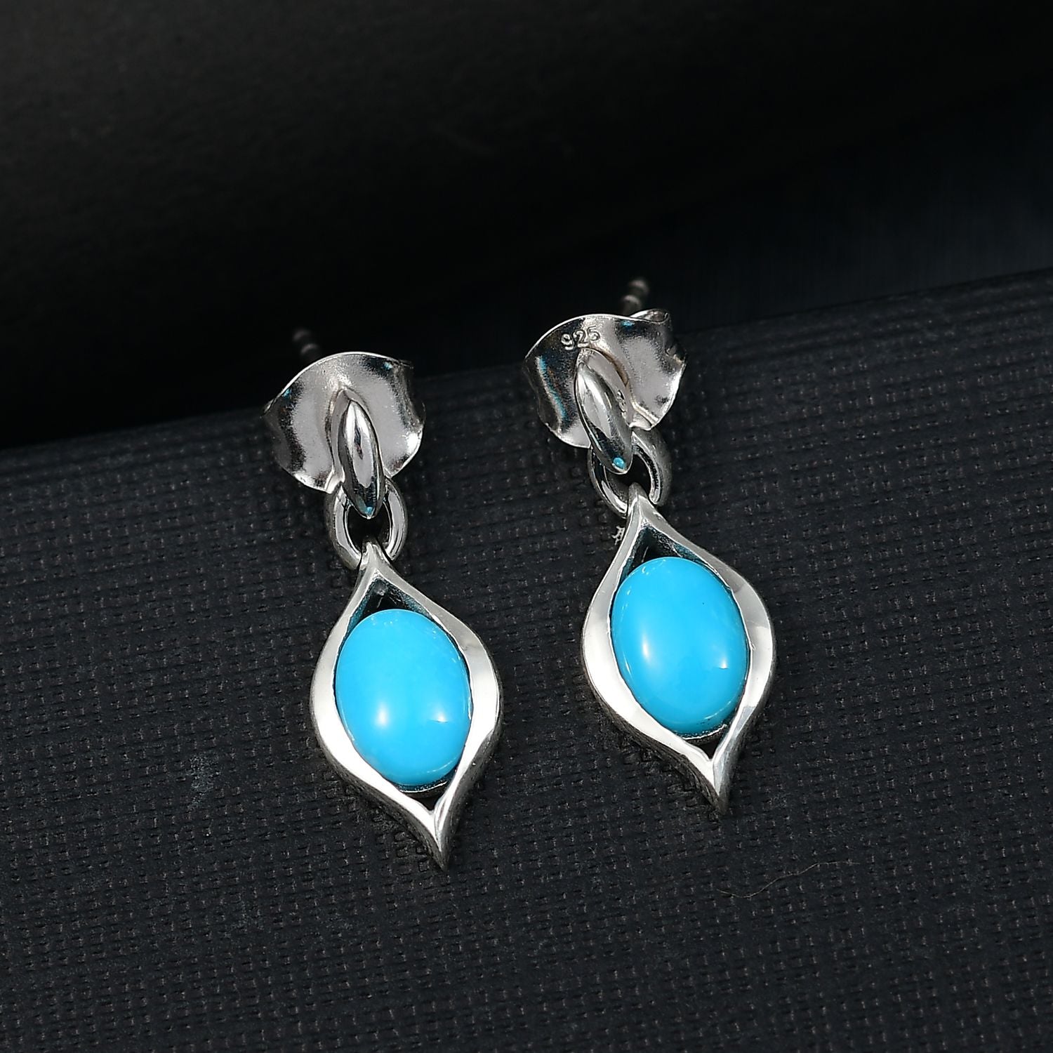 D joy AA Sleeping Beauty Türkis Ohrringe 925 Silber rhodiniert ca. 1,32 ct.