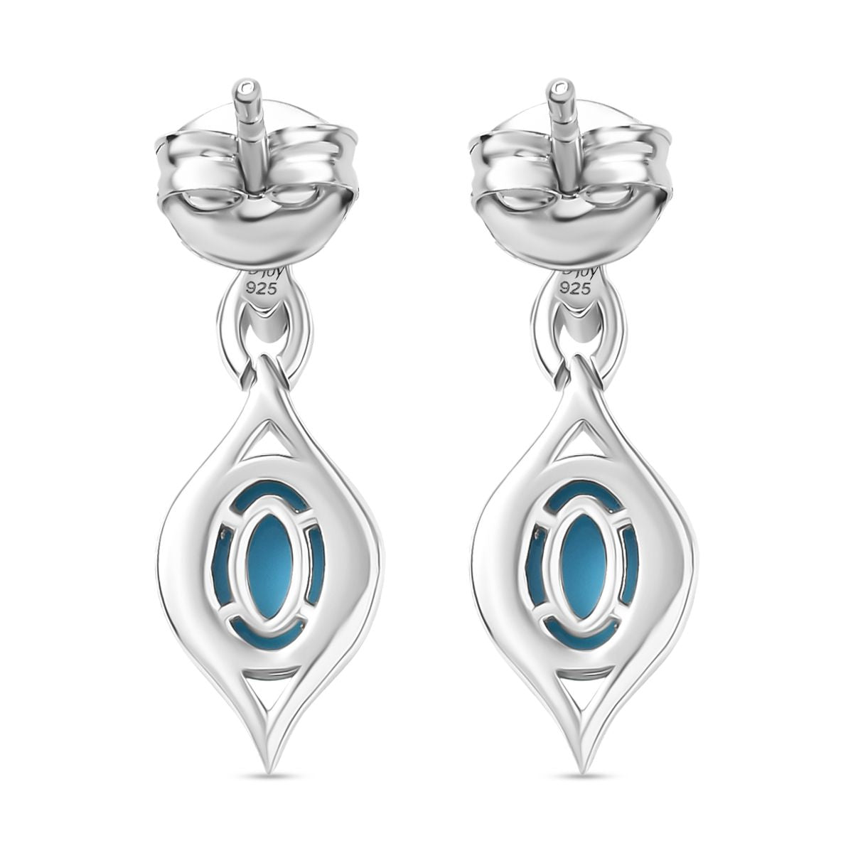 D joy AA Sleeping Beauty Türkis Ohrringe 925 Silber rhodiniert ca. 1,32 ct.