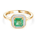 AAA Kagem Sambischer Smaragd, Weißer Diamant Ring 585 Gold (Größe 21.00) ca. 1,36 ct