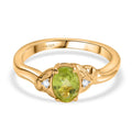 Peridot, Weißer Zirkon Ring 925 Silber vergoldet (Größe 17.00) ca. 0,82 ct