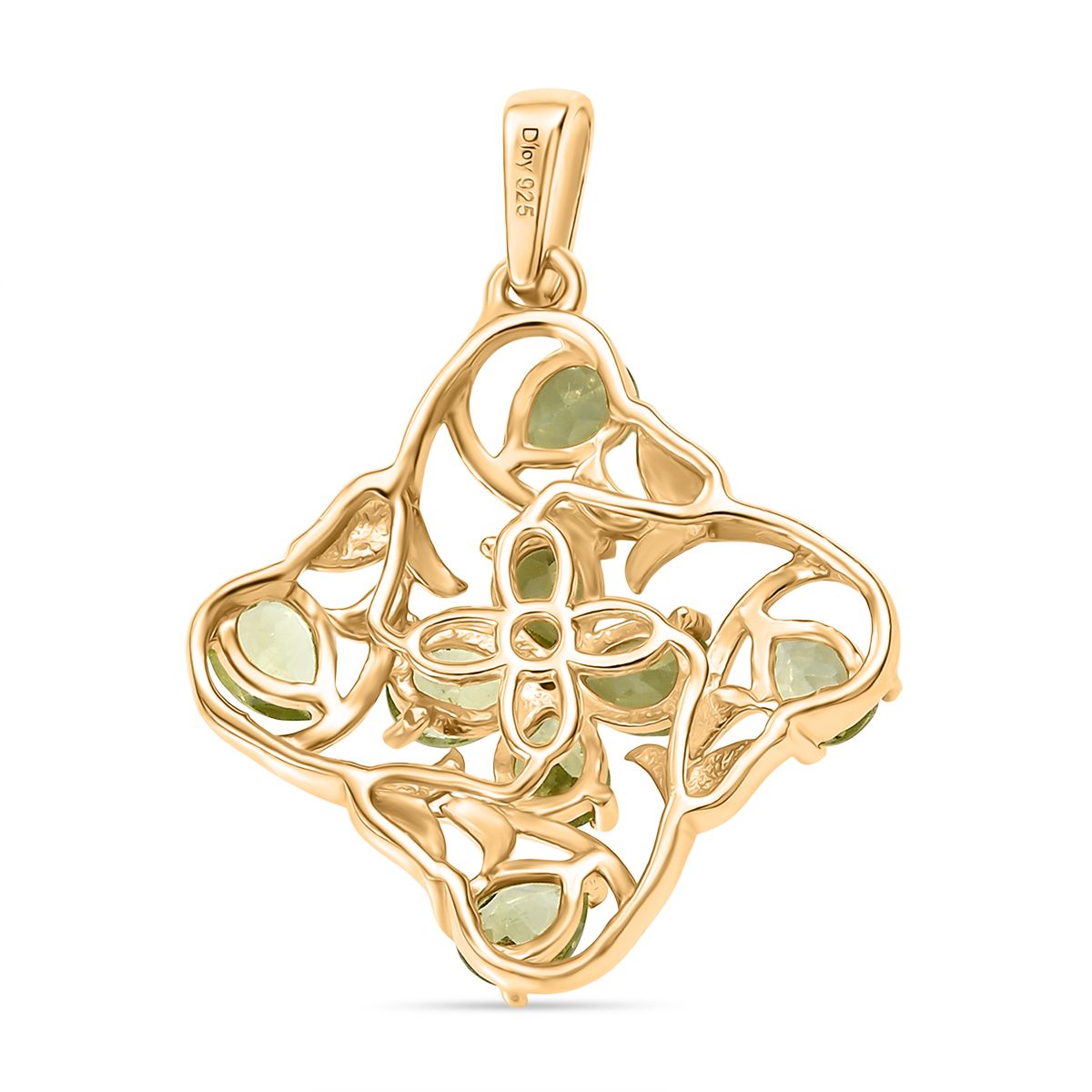 Peridot, Weißer Zirkon Anhänger 925 Silber vergoldet ca. 1.30 ct