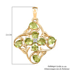 Peridot, Weißer Zirkon Anhänger 925 Silber vergoldet ca. 1.30 ct