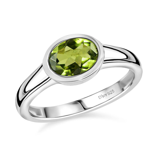 Natürlicher Peridot Ring, 925 Silber rhodiniert ca. 1.23 ct