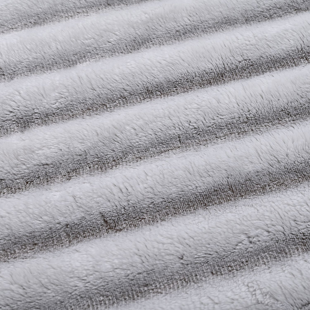 Gestreifte Kunstfell-Decke, 150x200 cm, 300 gms, einlagig, Grau