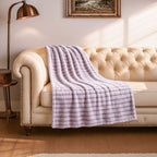 Gestreifte Kunstfell-Decke, 150x200 cm, 300 gms, einlagig, Lila