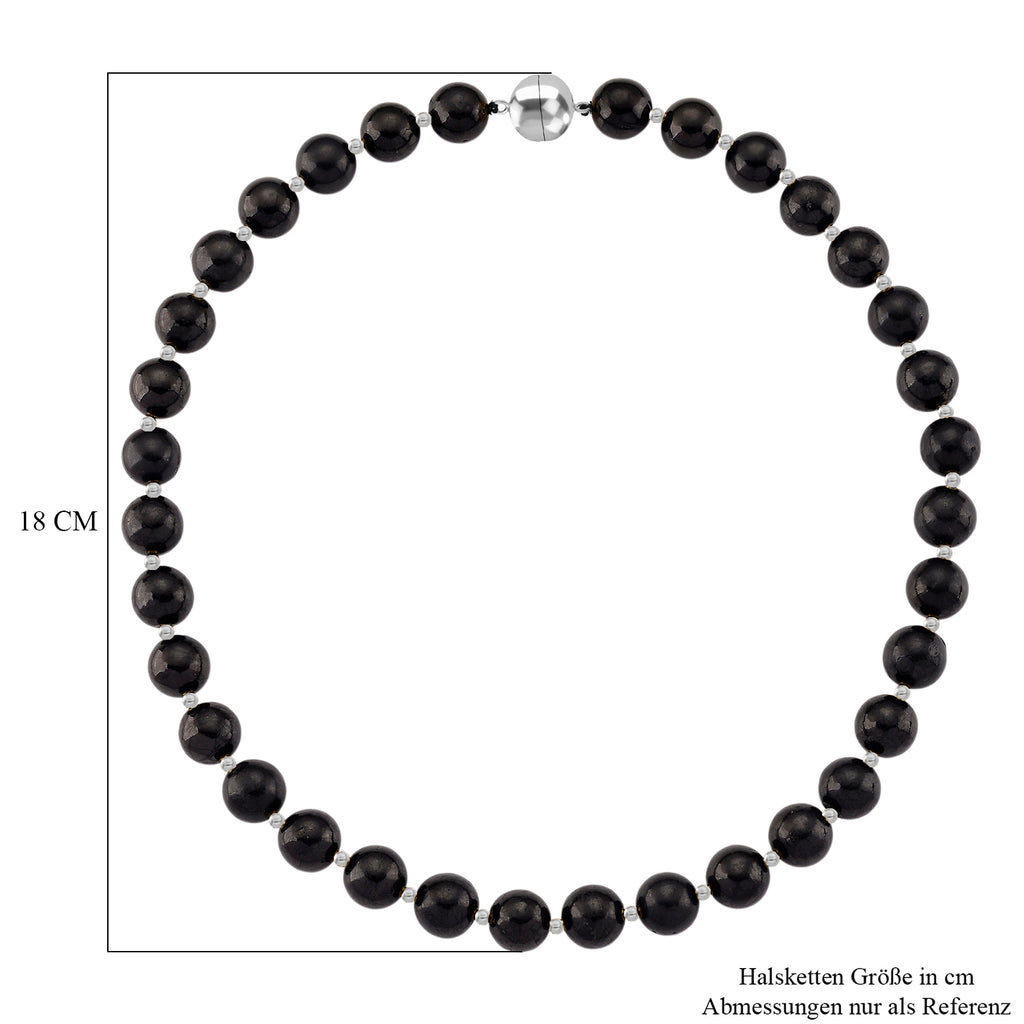 Shungit Halskette ca. 50 cm 925 Silber rhodiniert ca. 412.50 ct
