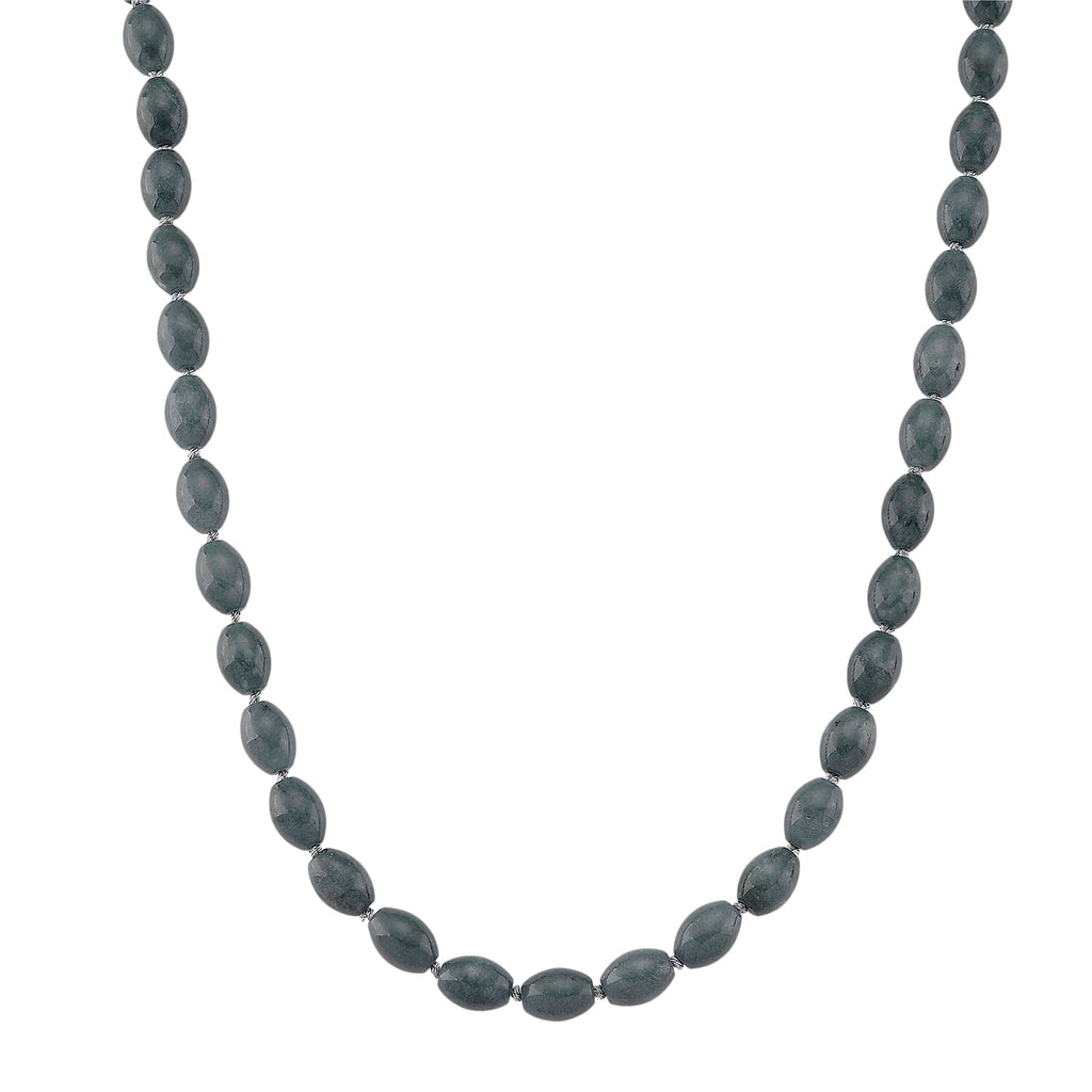 Natürlicher Olmek Jadeit Halskette ca. 50 cm 925 Silber Rhodiniert ca. 350,00 ct.