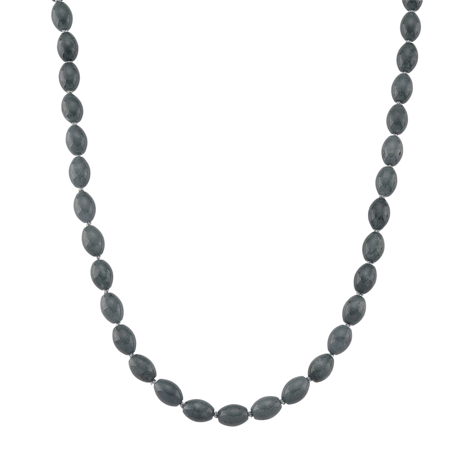 Natürlicher Olmek Jadeit Halskette ca. 50 cm 925 Silber Rhodiniert ca. 350,00 ct.