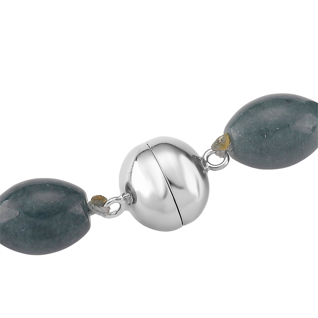 Natürlicher Olmek Jadeit Halskette ca. 50 cm 925 Silber Rhodiniert ca. 350,00 ct.