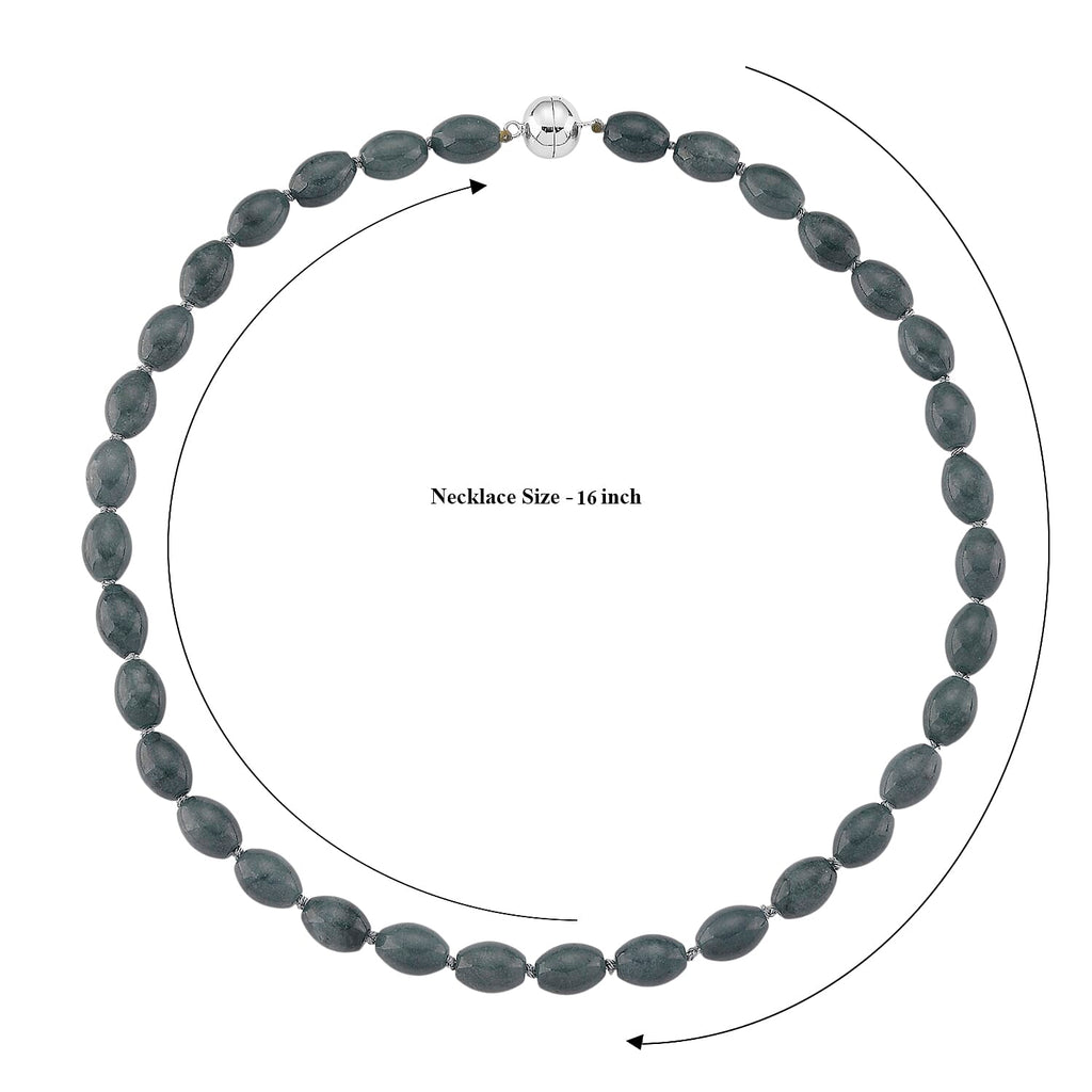 Natürlicher Olmek Jadeit Halskette ca. 50 cm 925 Silber Rhodiniert ca. 350,00 ct.