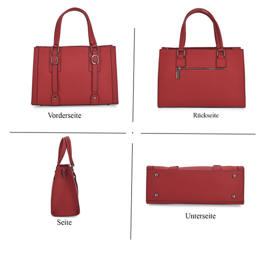 Crossbody-Tasche aus Echtleder mit Zierschnallen, 32x13x21 cm, Braun