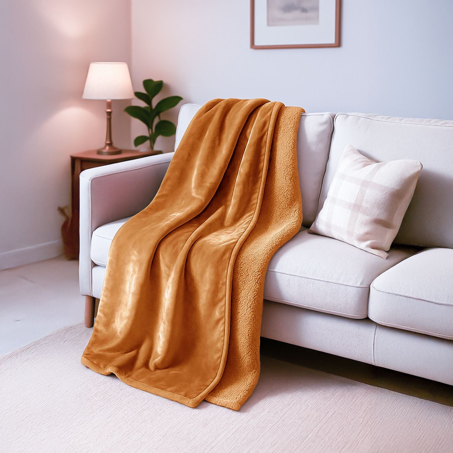 Serenity Night - Luxuriöse Mikroflanell-Decke, 550 GSM, Superweich und Kuschelig, 150 x 200 cm, Kupfer