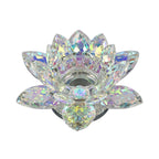 Kristall-Lotus-Teelichthalter - Drehbar, opalisierend schimmernd, 18x7,5 cm