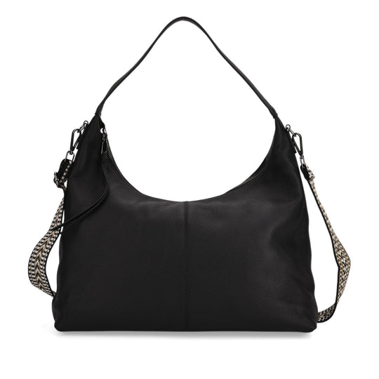Echtleder-Hobo-Bag mit abnehmbarem Schulterriemen, 41x10x35 cm, Staubblau
