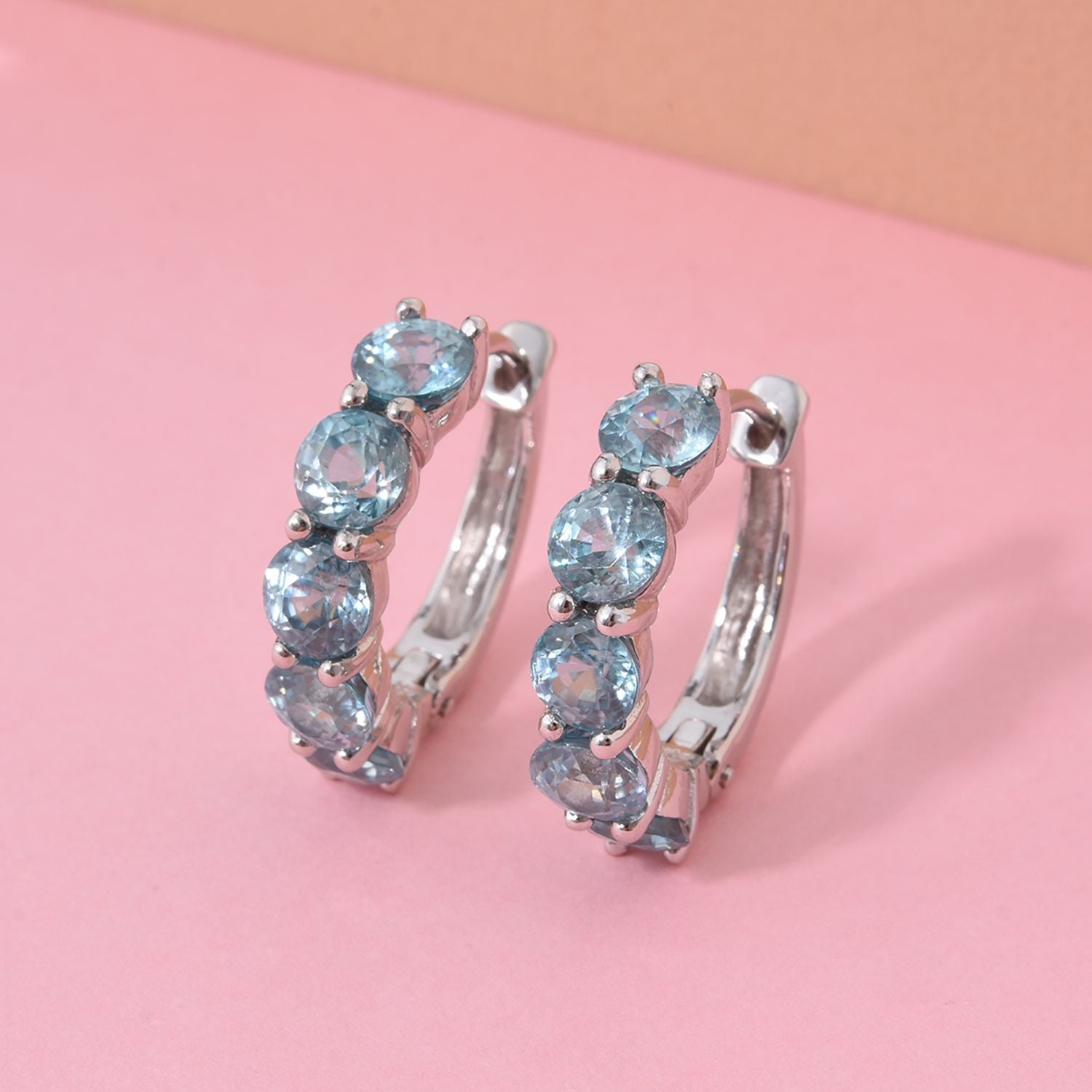AA Blauer Zirkon Ohrringe 925 Silber rhodiniert ca. 8,29 ct.