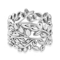 Blatt Bandring im Designer-Stil in Silberton