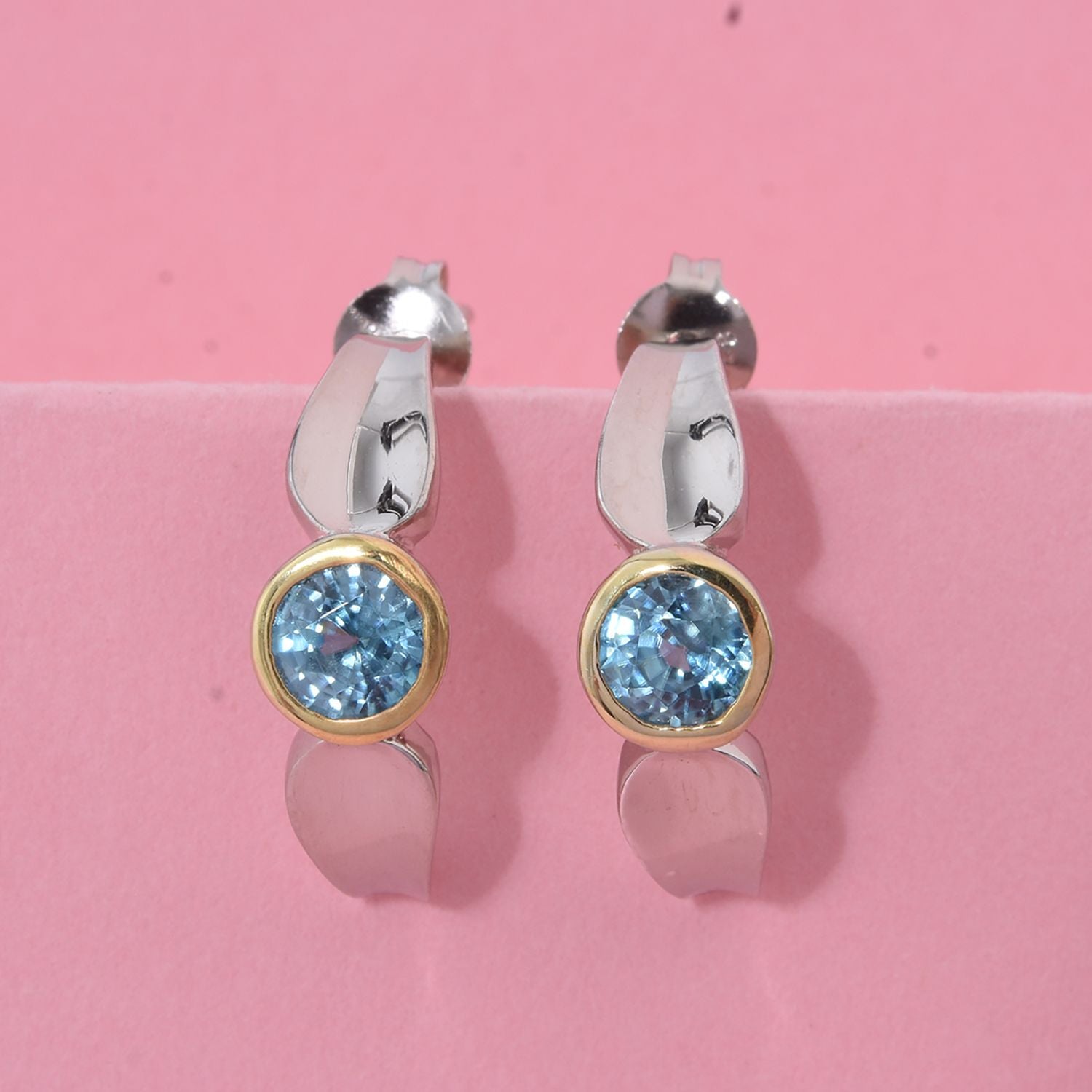 AA Blauer Zirkon Ohrringe 925 Silber rhodiniert ca. 1.63 ct
