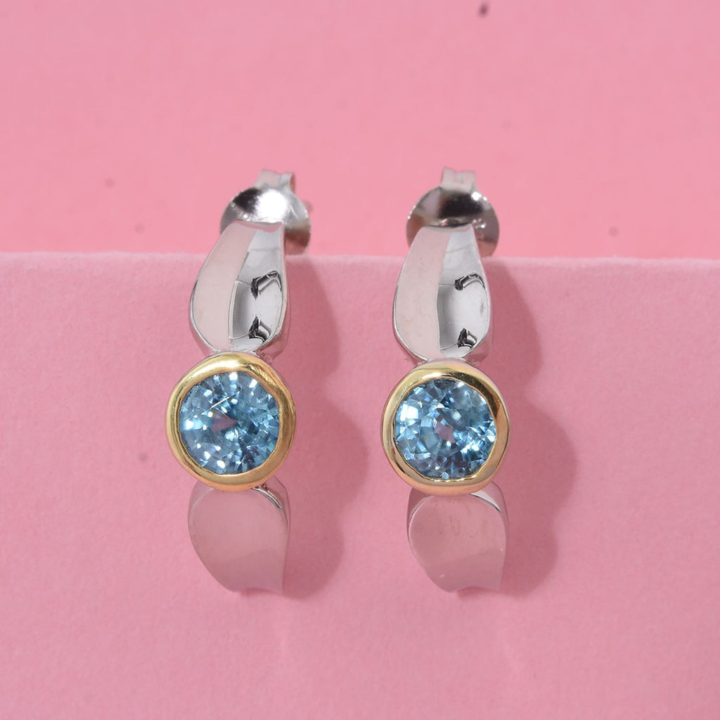 AA Blauer Zirkon Ohrringe 925 Silber rhodiniert ca. 1.63 ct