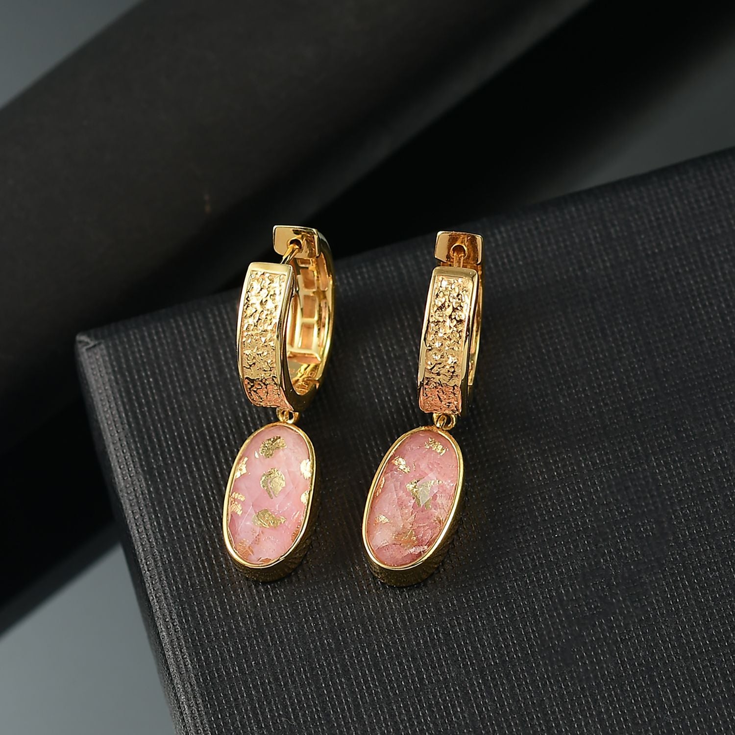 SHOPLC EXKLUSIV D'Joy Blattgold-Quarz Ohrringe 925 Silber 750 Gelbgold Vermeil ca. 8,58 ct.