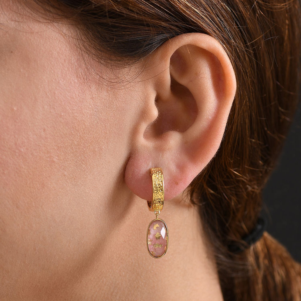 SHOPLC EXKLUSIV D'Joy Blattgold-Quarz Ohrringe 925 Silber 750 Gelbgold Vermeil ca. 8,58 ct.