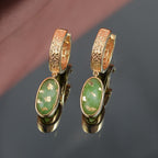 SHOPLC EXKLUSIV D'Joy Grün Blattgold-Quarz Ohrringe 925 Silber 750 Gelbgold Vermeil ca. 8.10 ct
