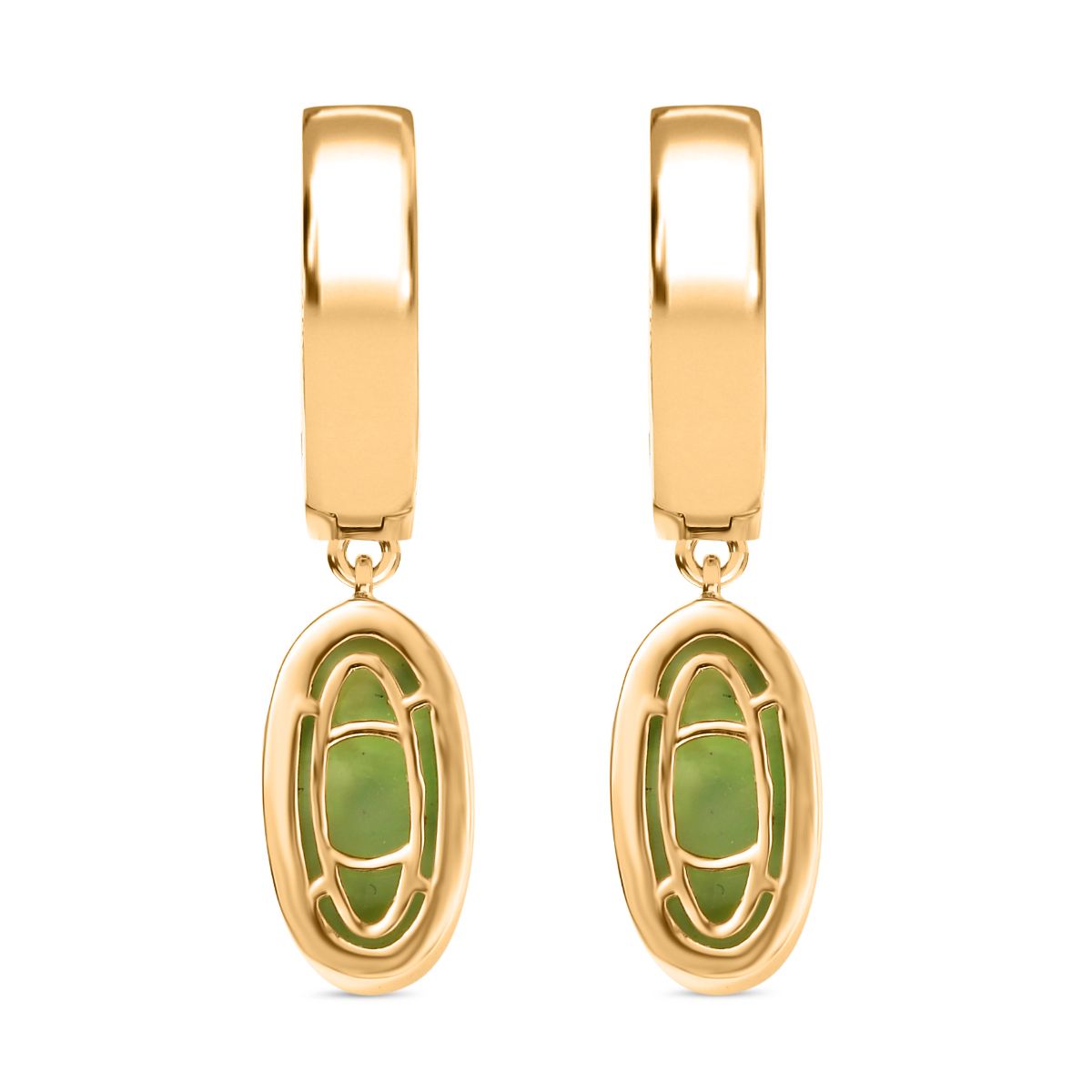 SHOPLC EXKLUSIV D'Joy Grün Blattgold-Quarz Ohrringe 925 Silber 750 Gelbgold Vermeil ca. 8.10 ct