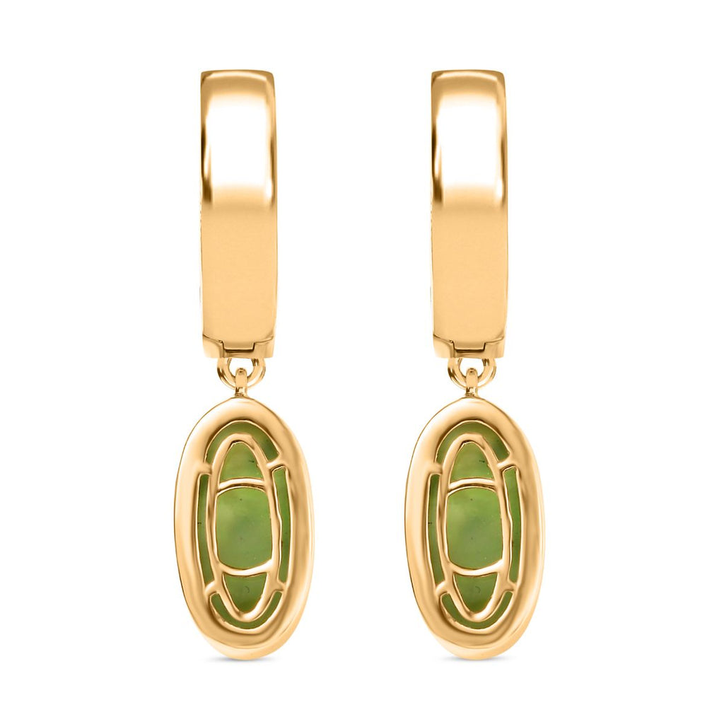 SHOPLC EXKLUSIV D'Joy Grün Blattgold-Quarz Ohrringe 925 Silber 750 Gelbgold Vermeil ca. 8.10 ct