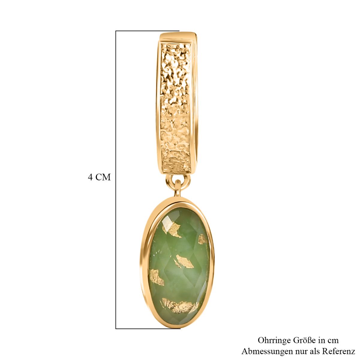 SHOPLC EXKLUSIV D'Joy Grün Blattgold-Quarz Ohrringe 925 Silber 750 Gelbgold Vermeil ca. 8.10 ct