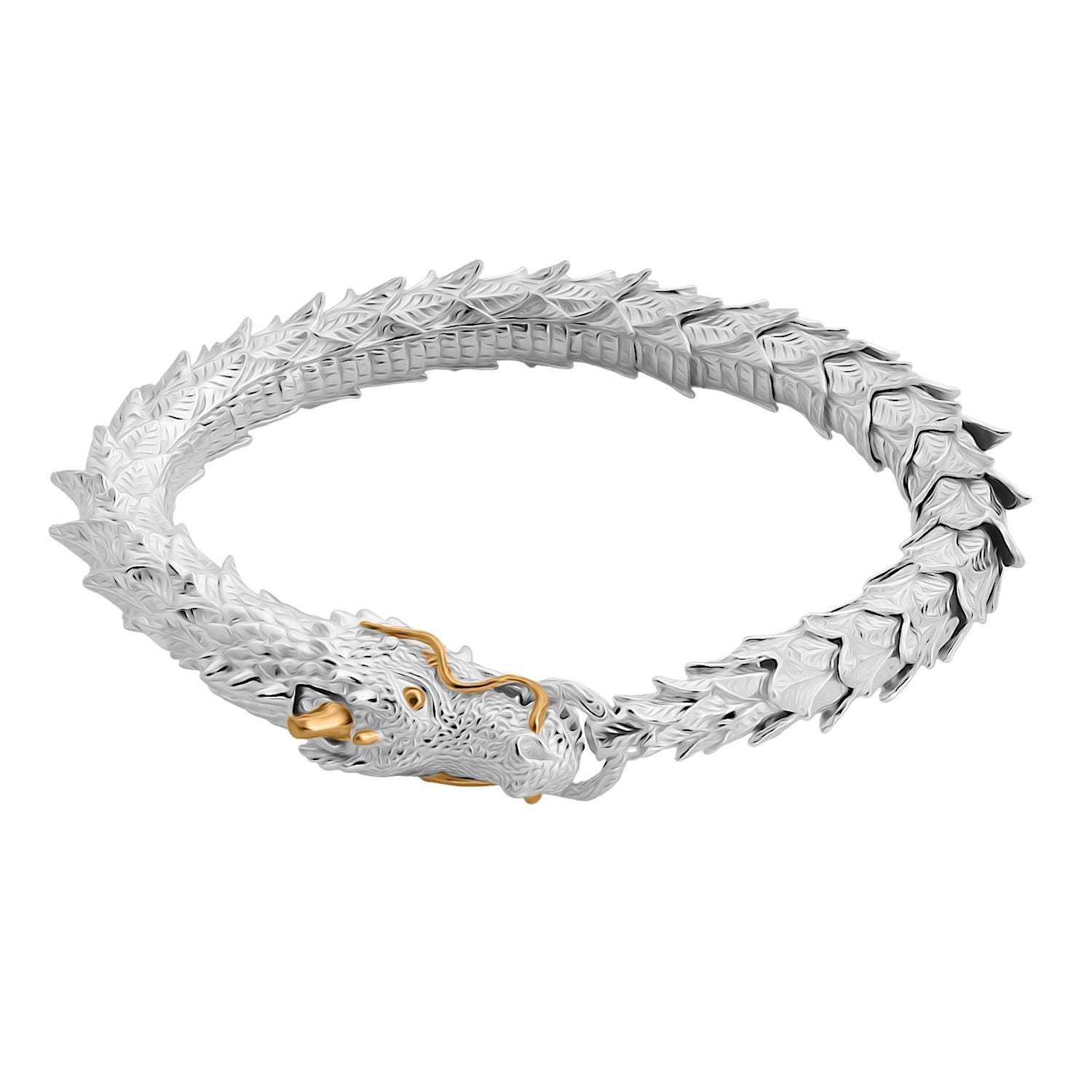 Royal Bali - Drachen Armband ca. 19 cm, 925 Silber 916 Gelbgold Vermeil ca. 44,17g