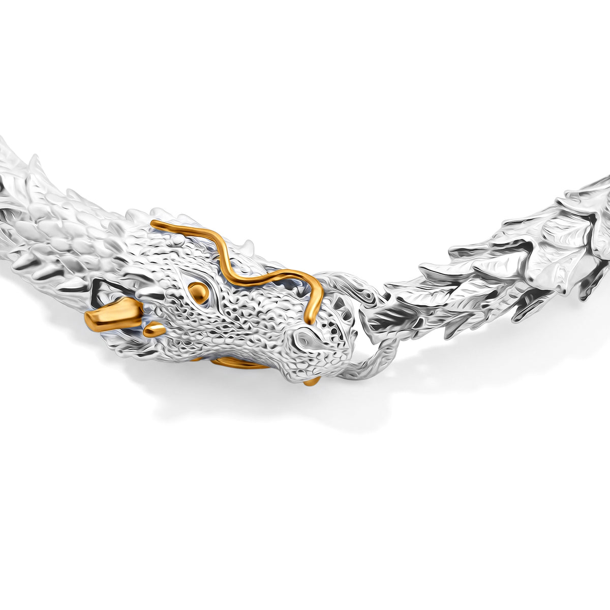 Royal Bali - Drachen Armband ca. 19 cm, 925 Silber 916 Gelbgold Vermeil ca. 44,17g