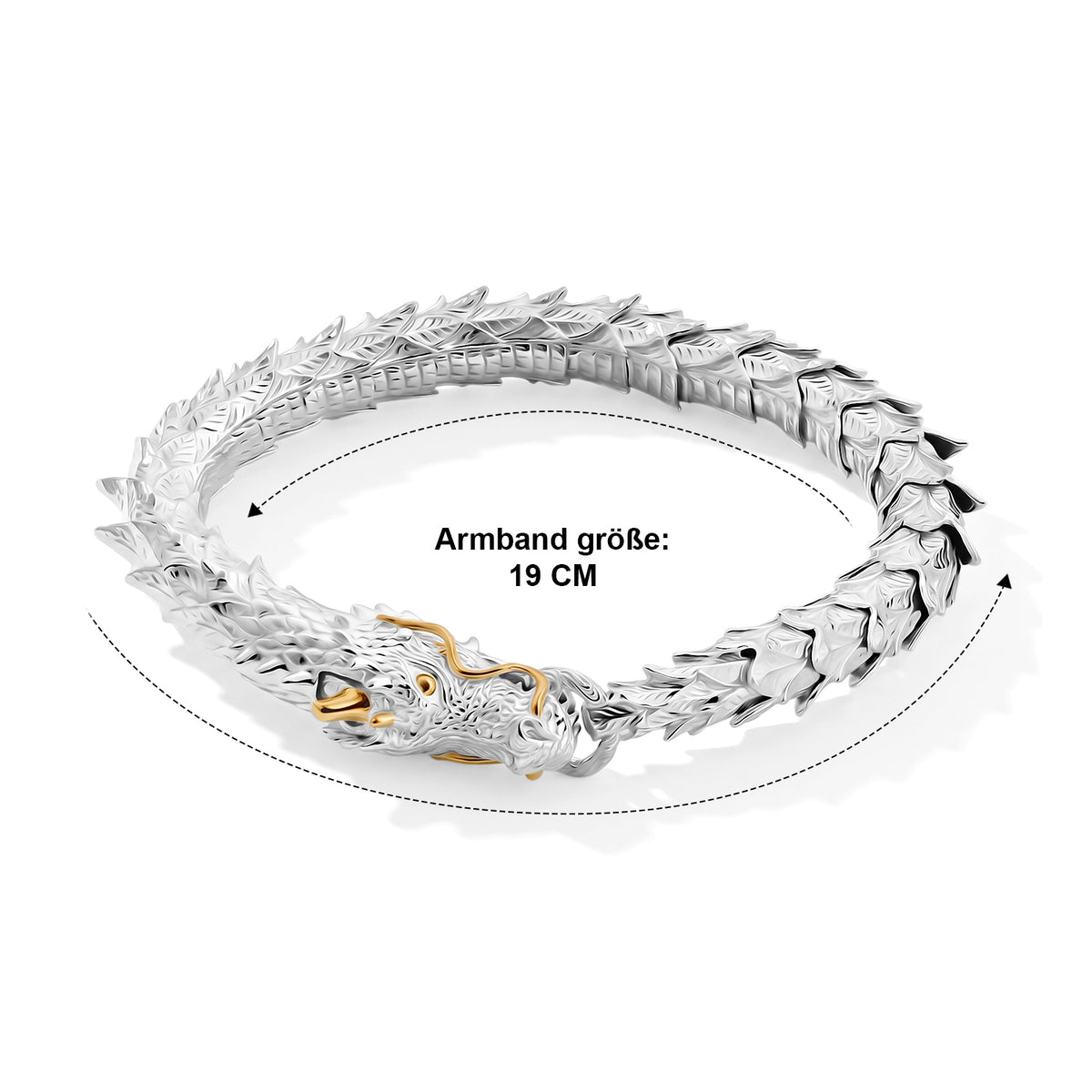 Royal Bali - Drachen Armband ca. 19 cm, 925 Silber 916 Gelbgold Vermeil ca. 44,17g