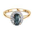 AAA Alexandrit, Weißer Diamant Ring 585 Gold   (Größe 17.00) ca. 1,70 ct