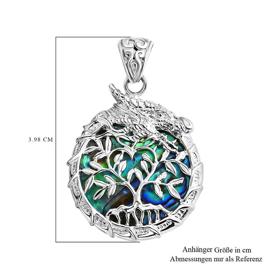 Royal Bali - Abalone Muschel Drachen mit Lebensbaum Anhänger 925 Silber