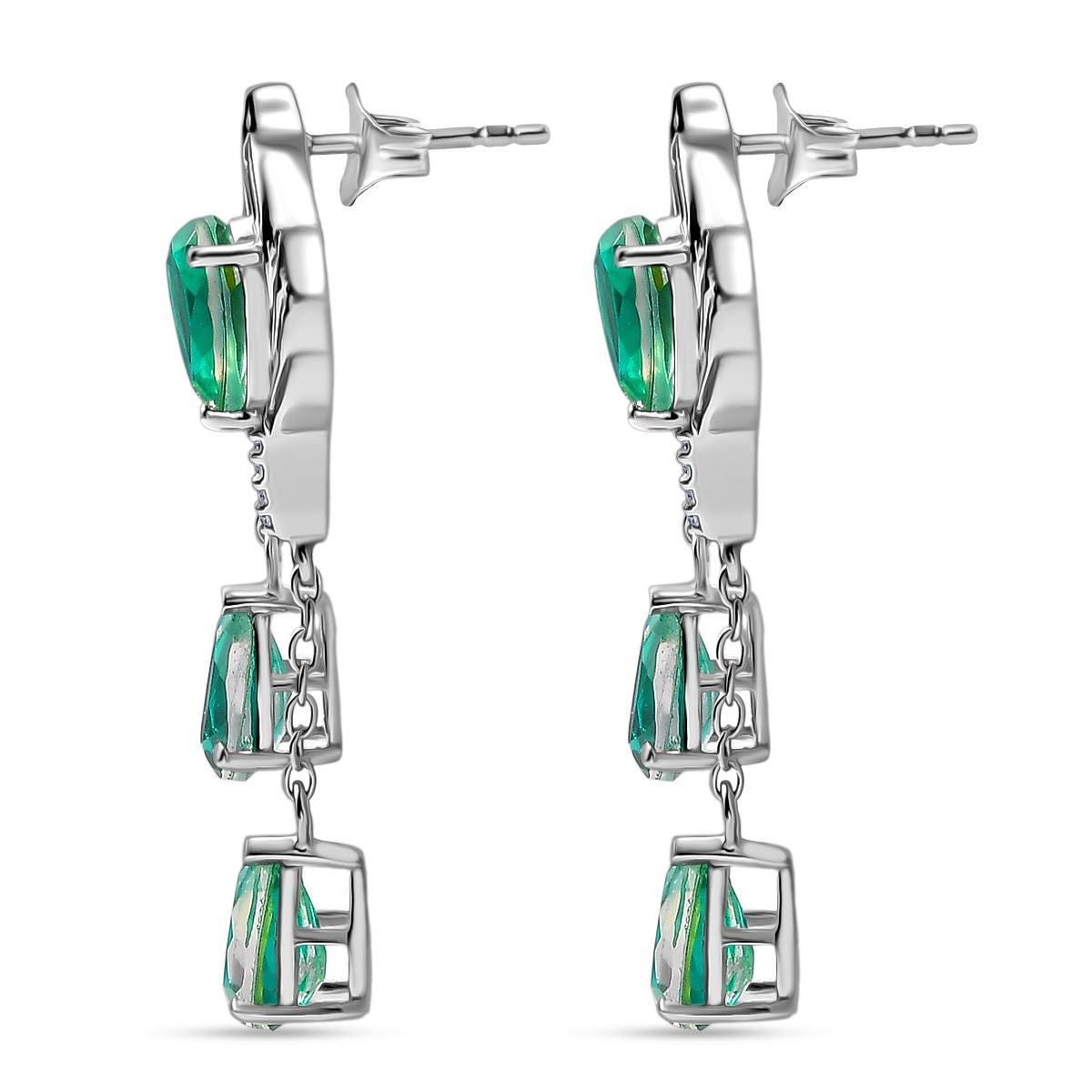 D joy Pfau Quarz Triplette Ohrringe 925 Silber rhodiniert ca. 7,88 ct.