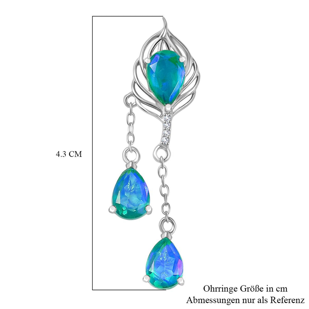D joy Pfau Quarz Triplette Ohrringe 925 Silber rhodiniert ca. 7,88 ct.