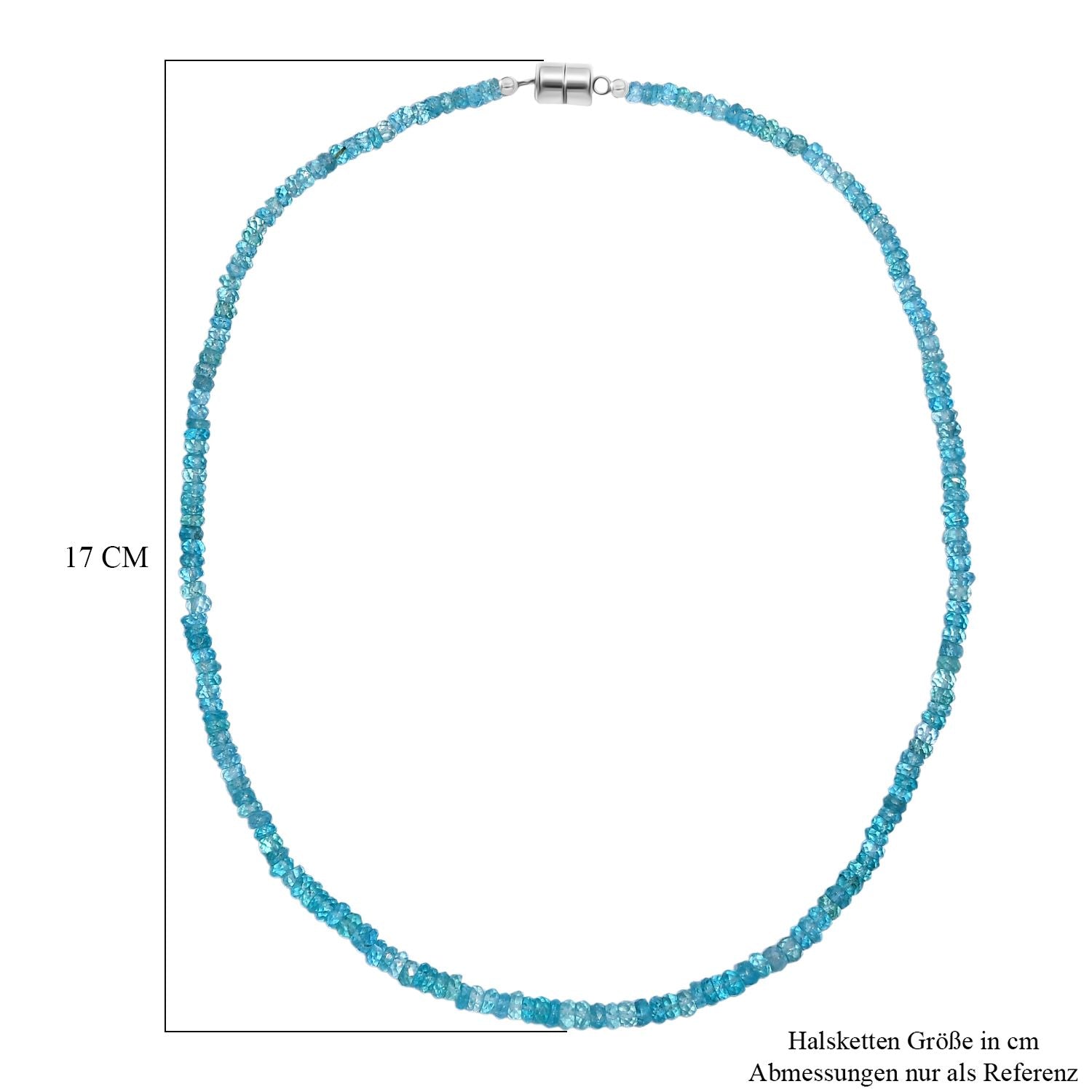 Betroka Blauer Apatit Halskette ca. 45 cm 925 Silber rhodiniert ca. 85.00 ct