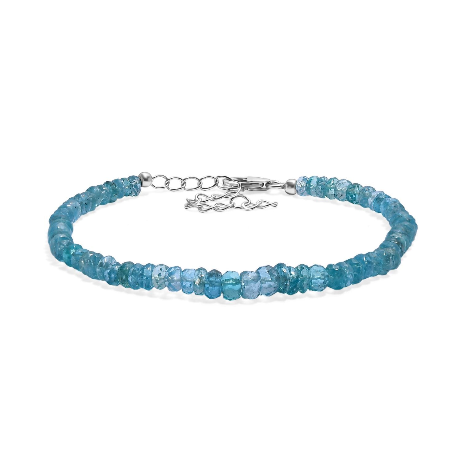 Betroka Blauer Apatit Armband ca. 19 cm 925 Silber rhodiniert ca. 36,00 ct.