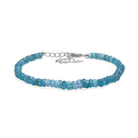 Betroka Blauer Apatit Armband ca. 19 cm 925 Silber rhodiniert ca. 36,00 ct.