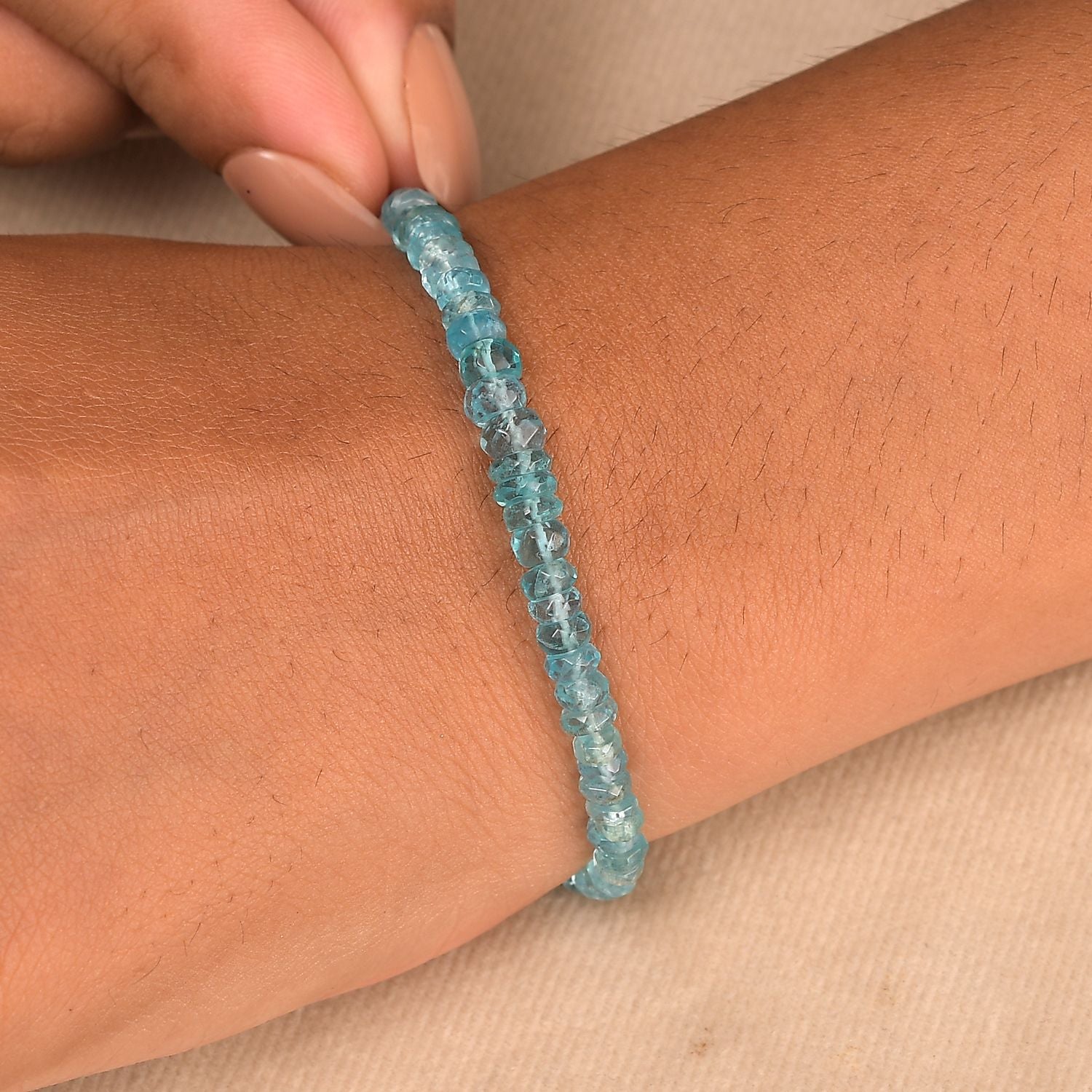Betroka Blauer Apatit Armband ca. 19 cm 925 Silber rhodiniert ca. 36,00 ct.