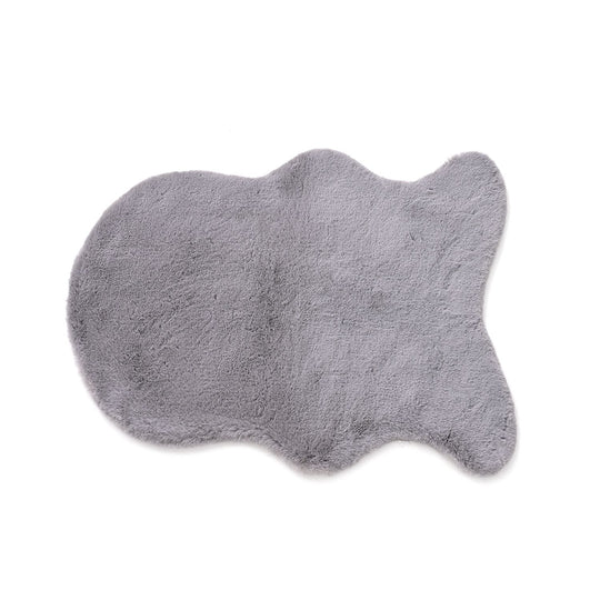 LIVMORE - 2200 GSM Kunstfell-Teppich mit Schaumstoffbasis, Fischform, 60x90 cm, Silbergrau