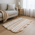 LIVMORE Kunstfell-Teppich in Wellenform mit feiner 3D-Struktur, 100x180cm, Vanille