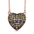 AAA Mehrfarbig Saphir Halskette ca. 45 cm 925 Silber Roségold Vermeil ca. 1.86 ct