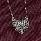 AAA Mehrfarbig Saphir Halskette ca. 45 cm 925 Silber Roségold Vermeil ca. 1.86 ct