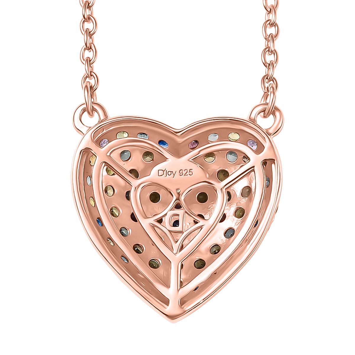 AAA Mehrfarbig Saphir Halskette ca. 45 cm 925 Silber Roségold Vermeil ca. 1.86 ct