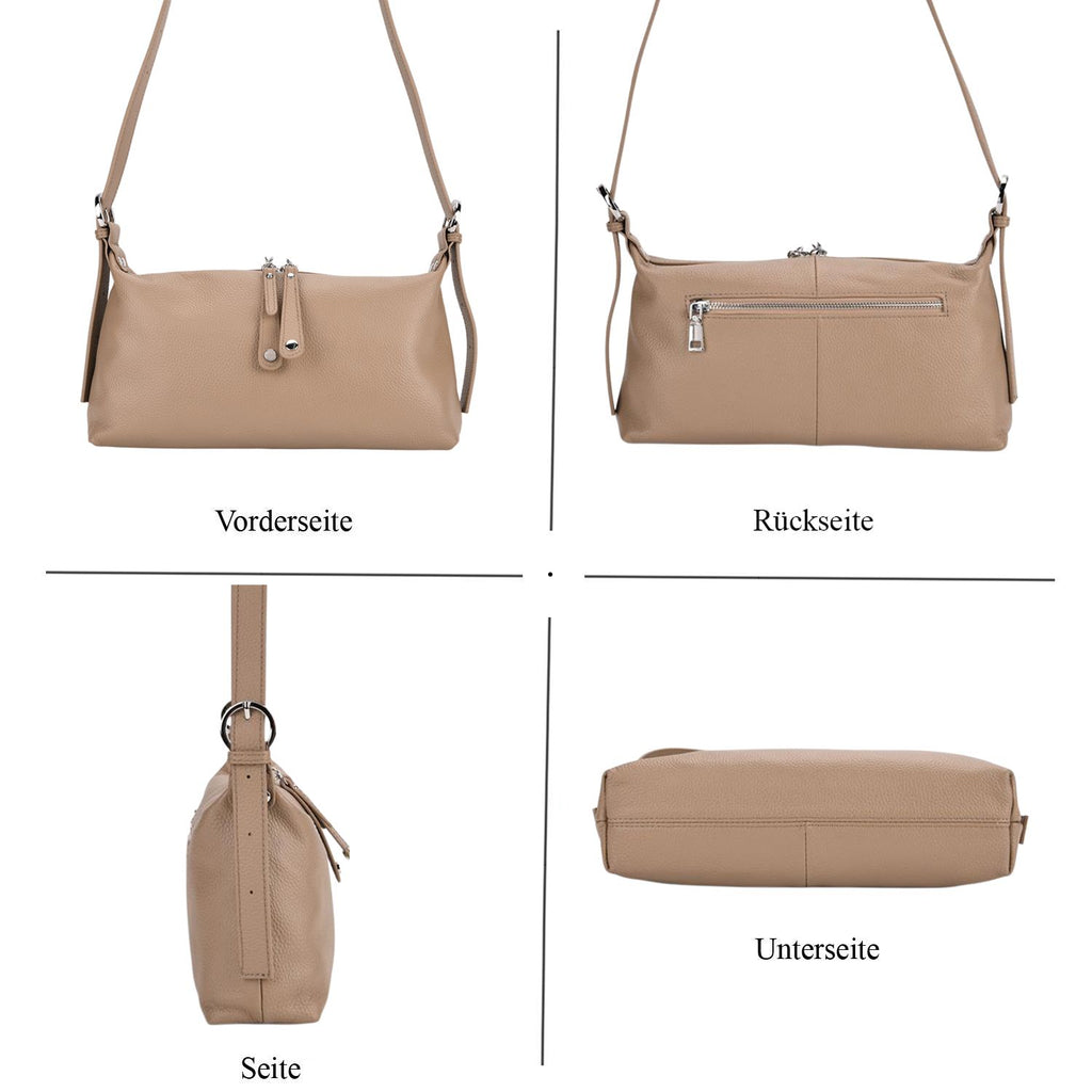 Crossbody-Bag aus Echtleder im Soft-Design, 30x8x16 cm, Sandbeige